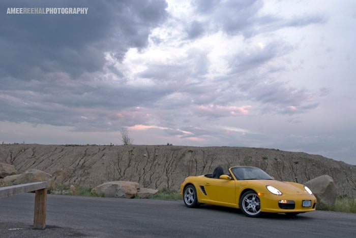 2008 Porsche Boxster front parked at sunset