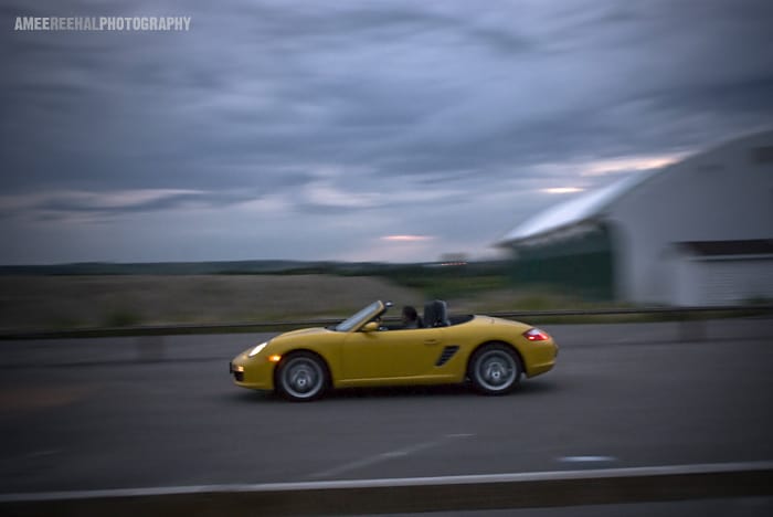 2008 Porsche Boxster driving fast