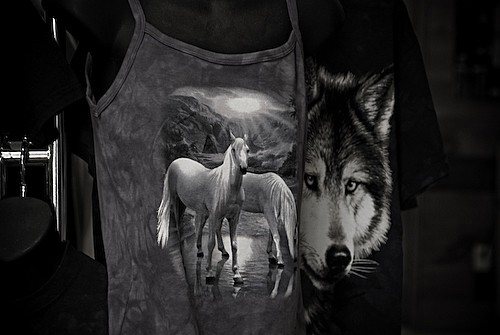 Shirts with wolf and horses