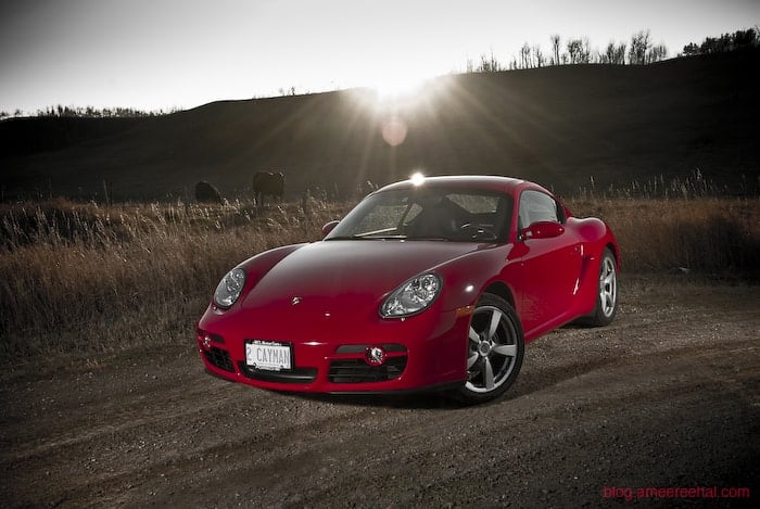 red 2008 Porsche Cayman front view