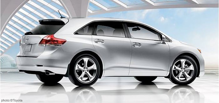 2010 toyota venza in silver rear view in studio