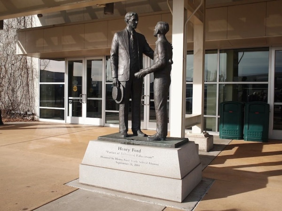 Henry Ford statue outside the Ford Rouge Factory
