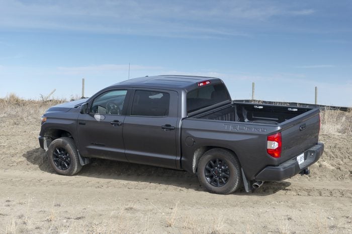 2016 toyota tundra trd pro crewmax rear parked on small hit