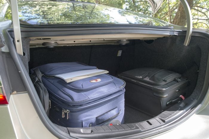 2017 Ford Fusion trunk space with 2 small luggage bags