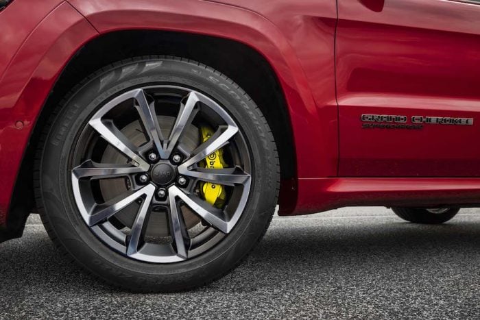 2018 Jeep Grand Cherokee Trackhawk wheels with yellow Brembo brakes