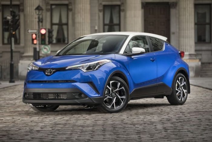 2018 Toyota C-HR front view parked on cobblestone road