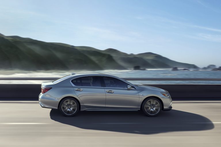 2018 Acura RLX silver car driving sideview