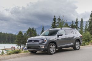 2018 Volkswagen Atlas parked outside on street in Banff, Alberta, Canada