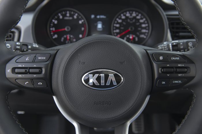 2018 Kia Rio Hatchback interior steering wheel up close