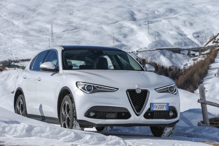 2018 Alfa Romeo Stelvio driving in snow