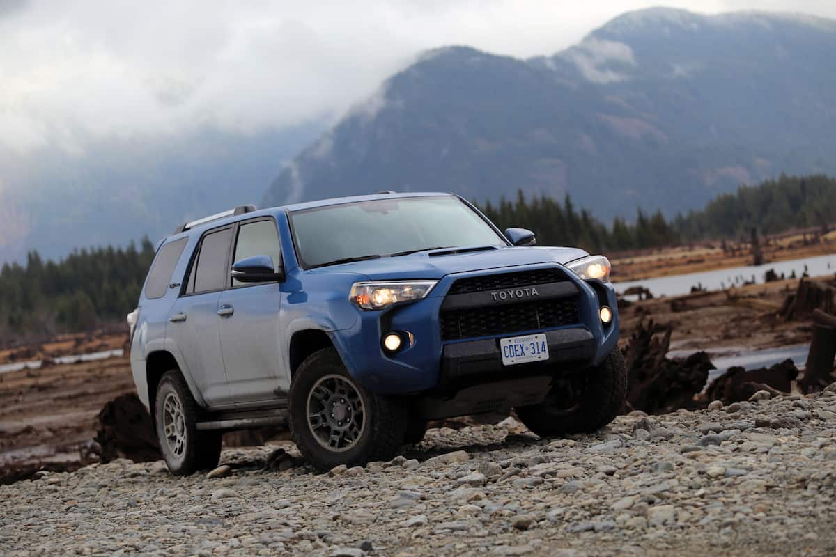 2018 Toyota 4Runner TRD Pro front parked on rocks