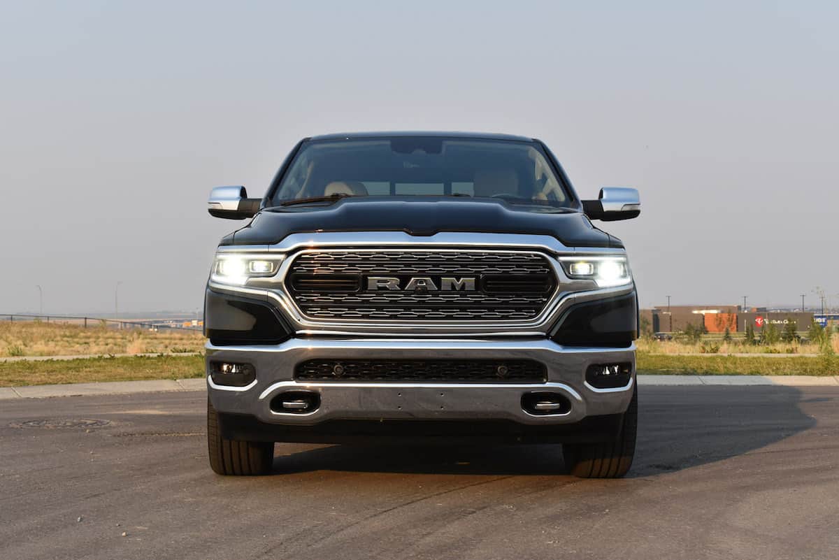 2019 Ram 1500 Limited in black looking head at front