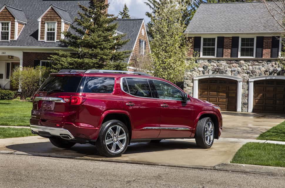 2018 gmc acadia denali rear view red