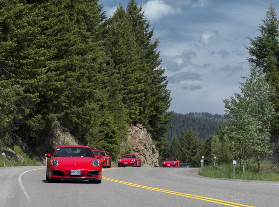 Porsche Travel Experience British Columbia Canada group of red 911 cars