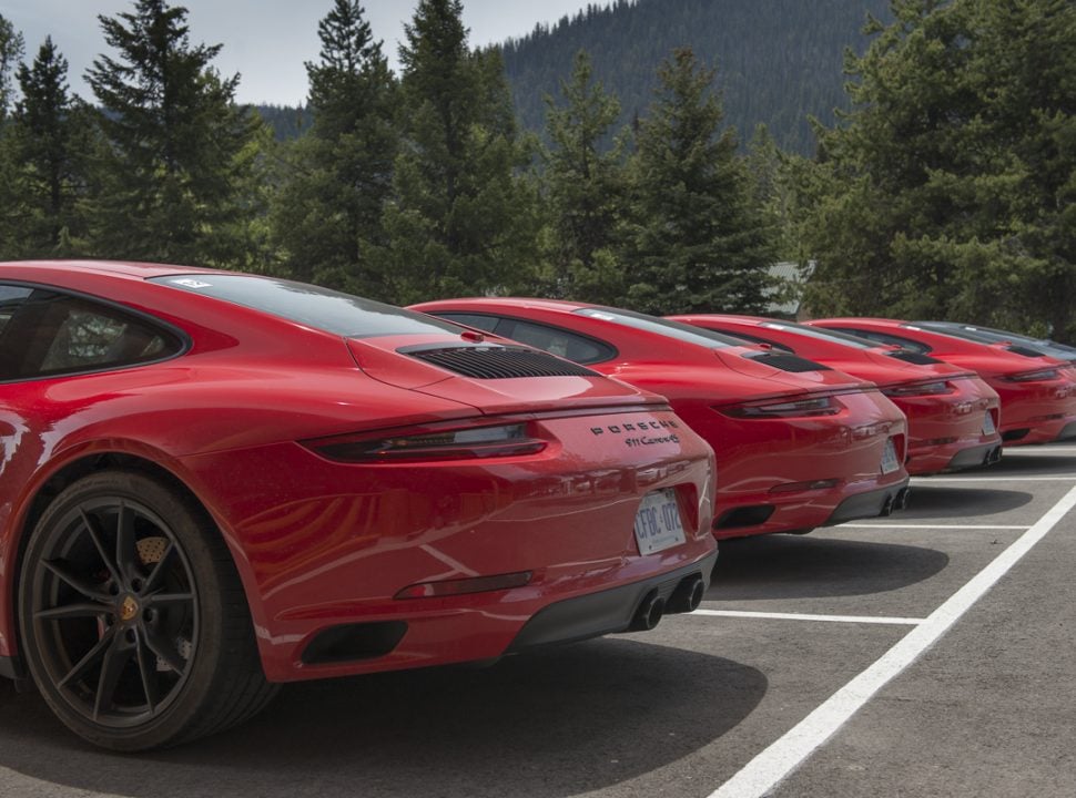 Porsche Travel Experience British Columbia Canada 911 cars in a row