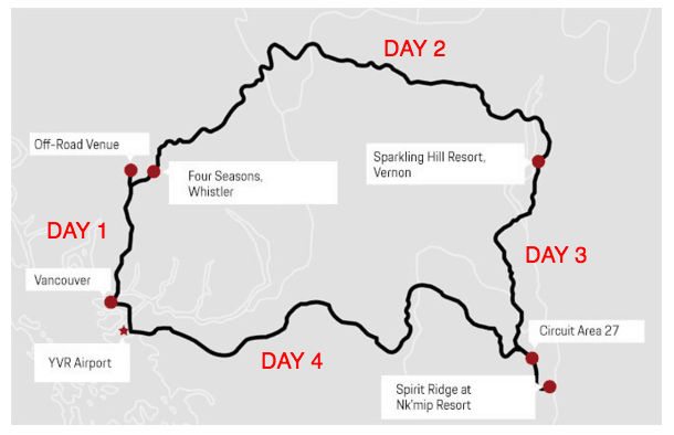 porsche travel experience BC map