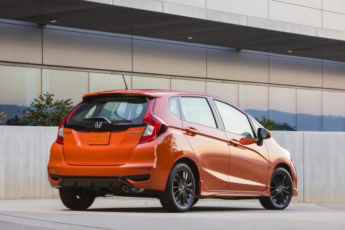 2018 Honda Fit Sport rear shot parked in front of building