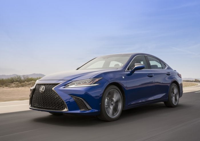 2019 Lexus ES 350 front rolling in blue