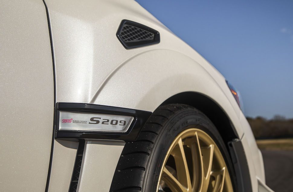 2019 Subaru STI S209 front quarter panel view