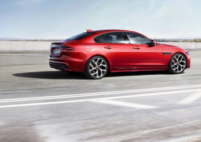 2020 Jaguar XE in read sideview driving