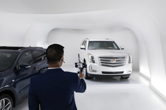 A Cadillac Live Agent providing a walk-around of the 2019 Cadillac Escalade