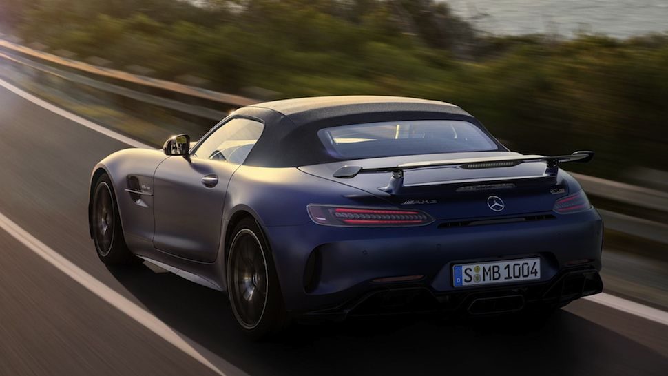 2020 Mercedes-AMG GT R Roadster rear view driving