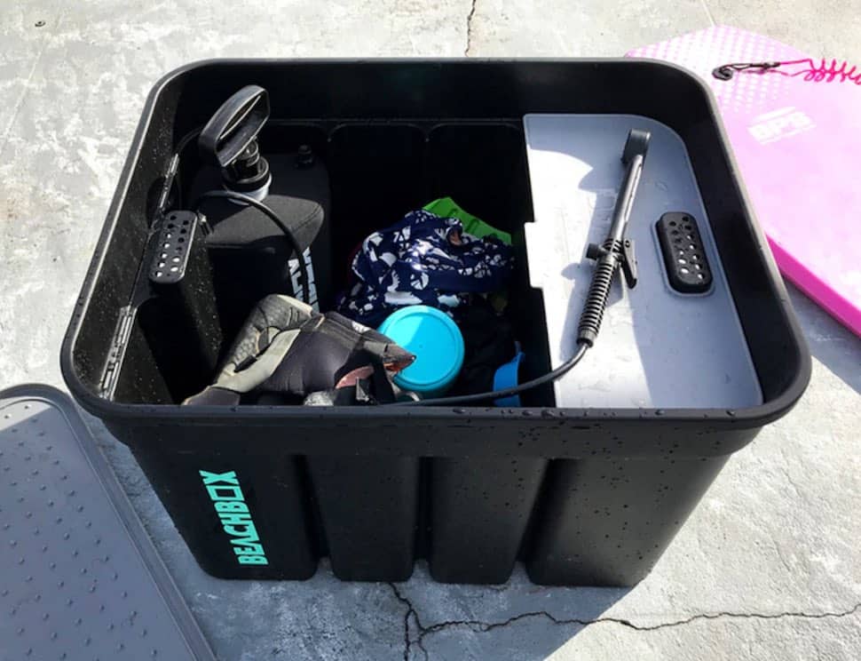 beachbox portable shower top view