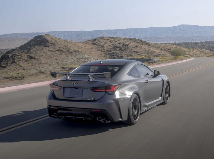 2020 Lexus RC F Track Edition rear view in gray