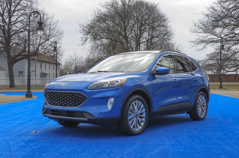 2020 Ford Escape blue parked on blue carpet