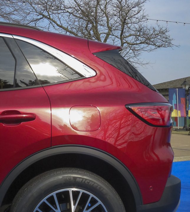 2020 Ford Escape in red rear design and wheel