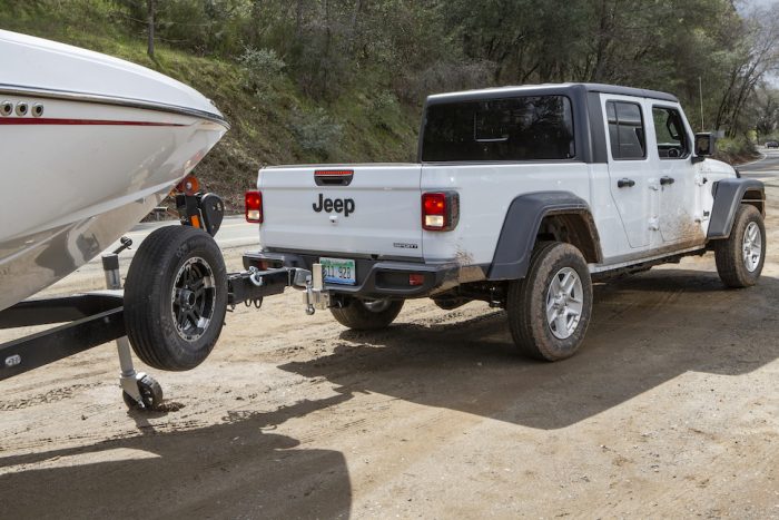 2020 Jeep Gladiator towing a boat