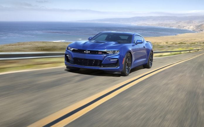 The blue 2020 Camaro SS sports an updated new front fascia derived from the beloved 2019 SEMA concept car.