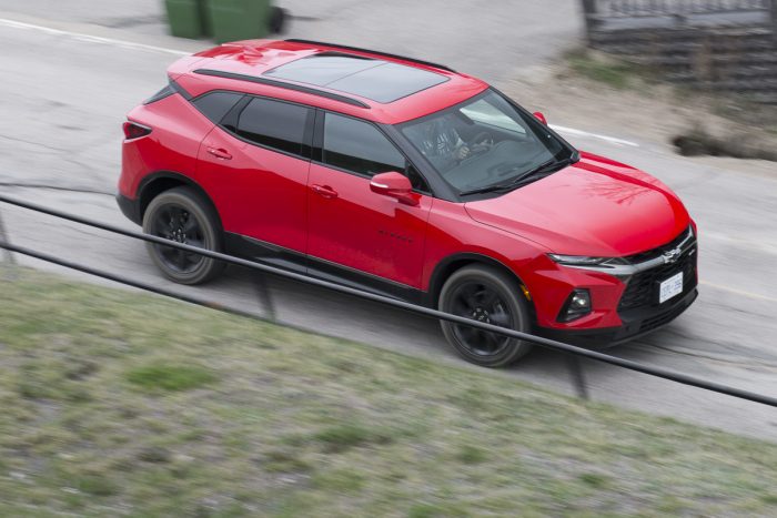 2019 Chevy Blazer RS in red driving