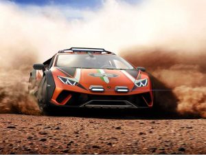 lamborghini Huracán Sterrato off-road supercar front in dirt