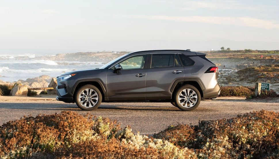 2019 Toyota RAV4 Limited side view parked by ocean