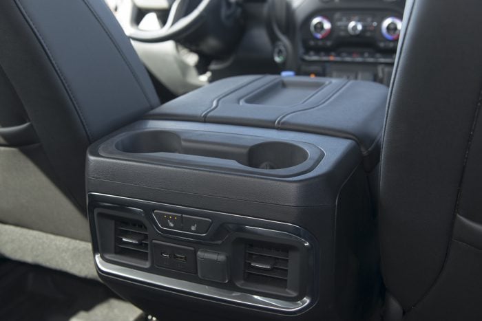 2020 GMC Sierra 2500HD rear passenger console and cup holder