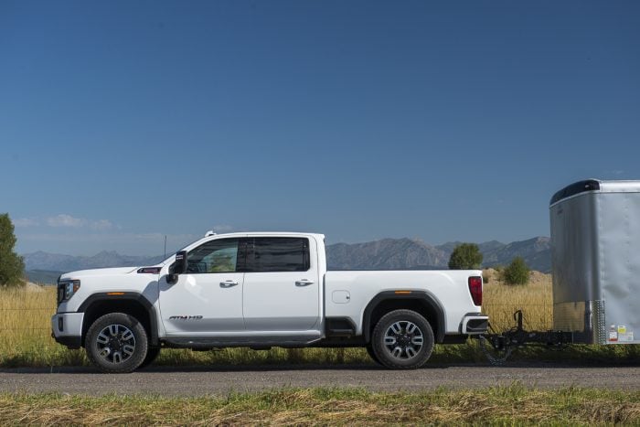 2020 GMC Sierra 2500HD side view towing