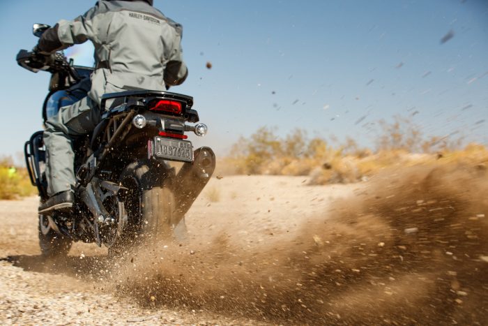 2021 Harley-Davidson Pan America 1250 off roading and kicking up dirt