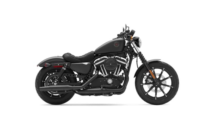 black 2020 Harley-Davidson Iron 883 sideview studio shot