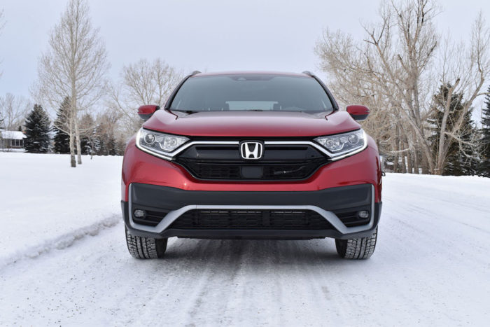 2020 honda cr v in red front grill view