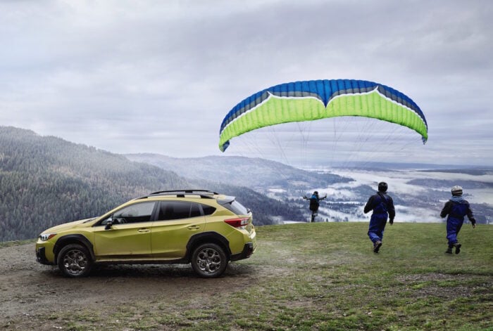 2021 subaru crosstrek sport outside with hang gliders