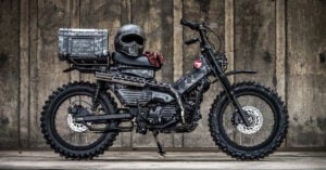 2021 honda ct125 hunter cub custom by k speed side view with helmet