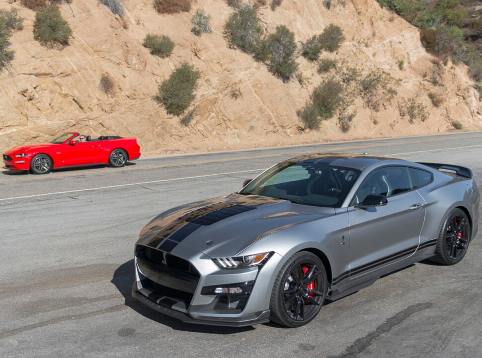 2020 Ford Mustang Shelby GT500 parked on street at Angeles Crest outside LA