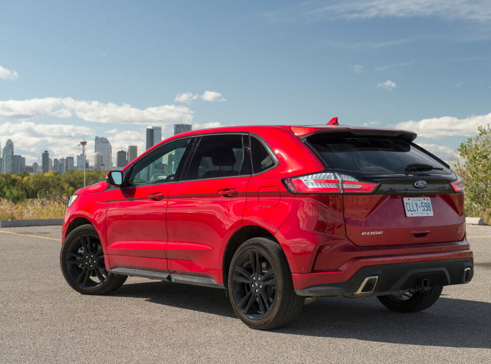 2020 Ford Edge ST in red rear view