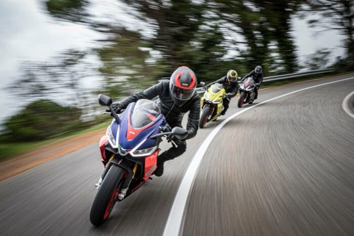 2021 APRILIA RS 660 3 riders on the road