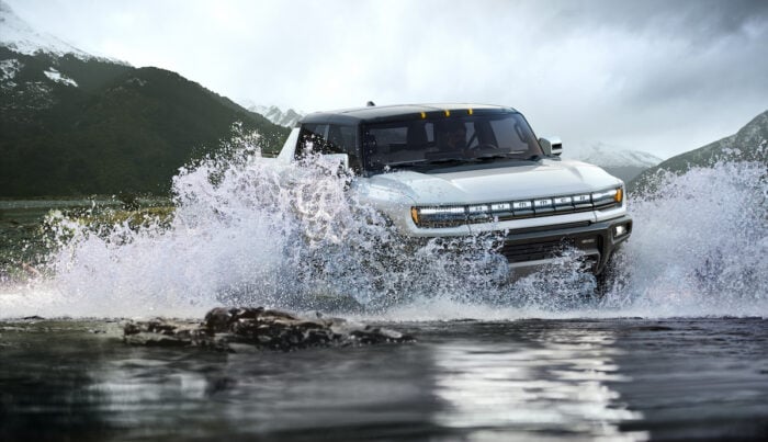 new Hummer truck off-roading in the water