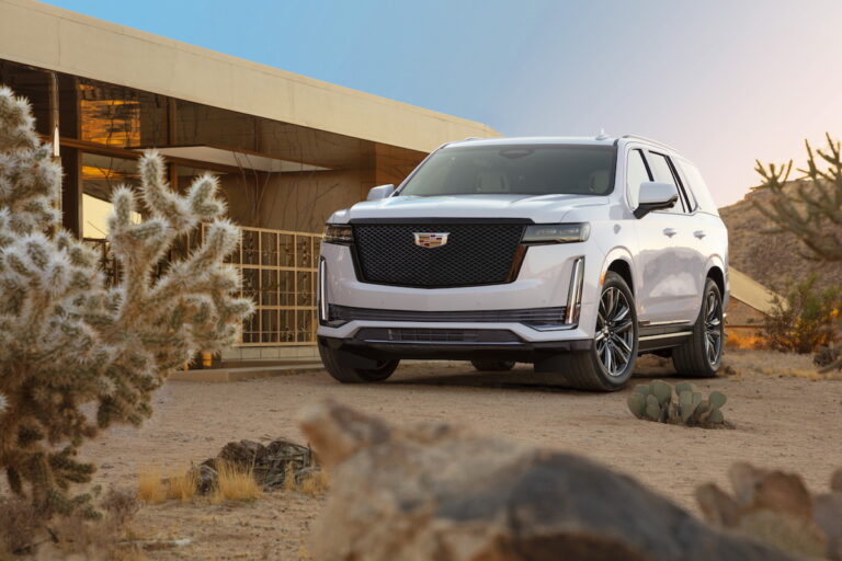 White 2021 Cadillac Escalade front view
