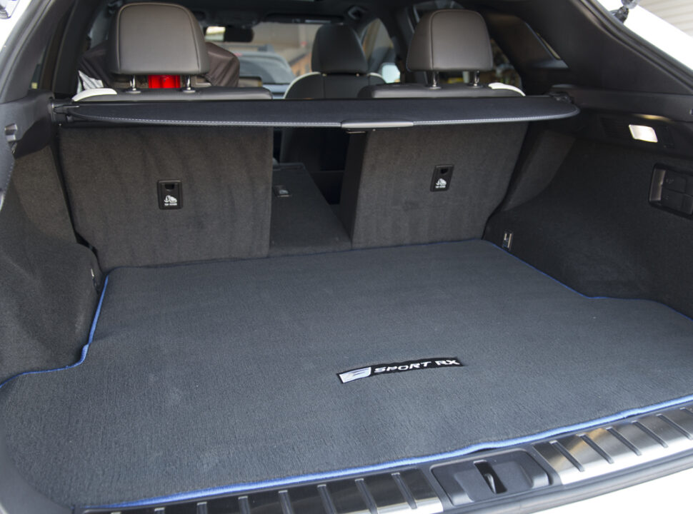 2021 Lexus RX 350 Black Line rear trunk space with door open