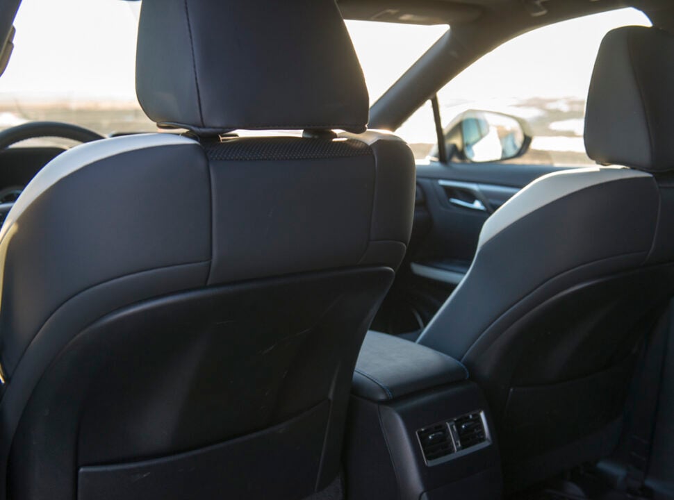 2021 Lexus RX 350 Black Line interior front seat view from the back