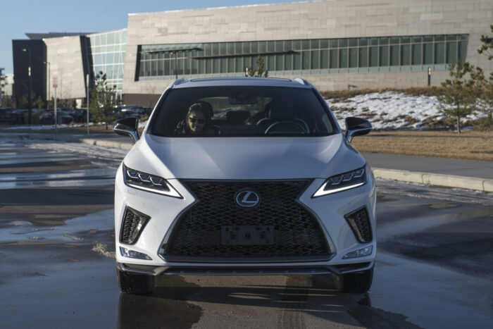 2021 Lexus RX 350 Black Line front head on parked in front of building